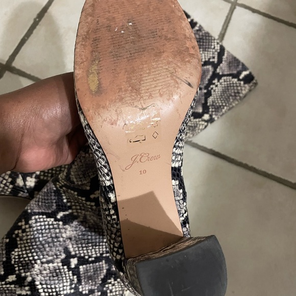 J. Crew JCREW  “Anya” Tall Snakeskin High Heel Boots Black Ivory Size 10 - Picture 7 of 10